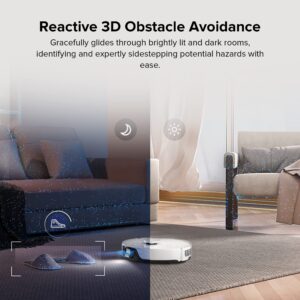 roborock S8 Robot Vacuum and Mop Cleaner, DuoRoller Brush, 6000Pa Suction, ReactiveAI 2.0 Obstacle Avoidance, Sonic Mopping, Auto Lifting Mop, Works with Alexa, Perfect for Pet Hair, White