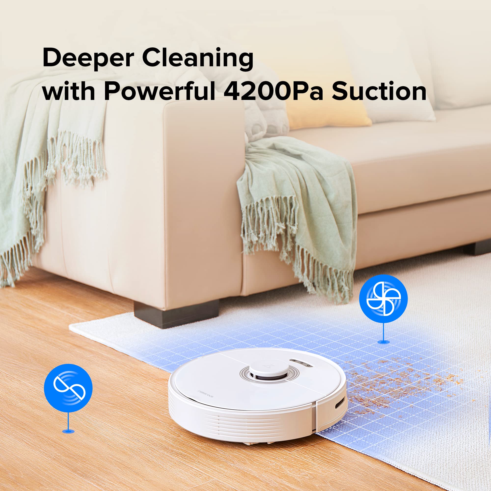 roborock Q7 Max+ Robot Vacuum Cleaner, Hands-Free Cleaning for up to 7 Weeks, Robotic Vacuum with APP-Controlled Mopping, 4200Pa Suction, No-Mop&No-Go Zones, 180mins Runtime