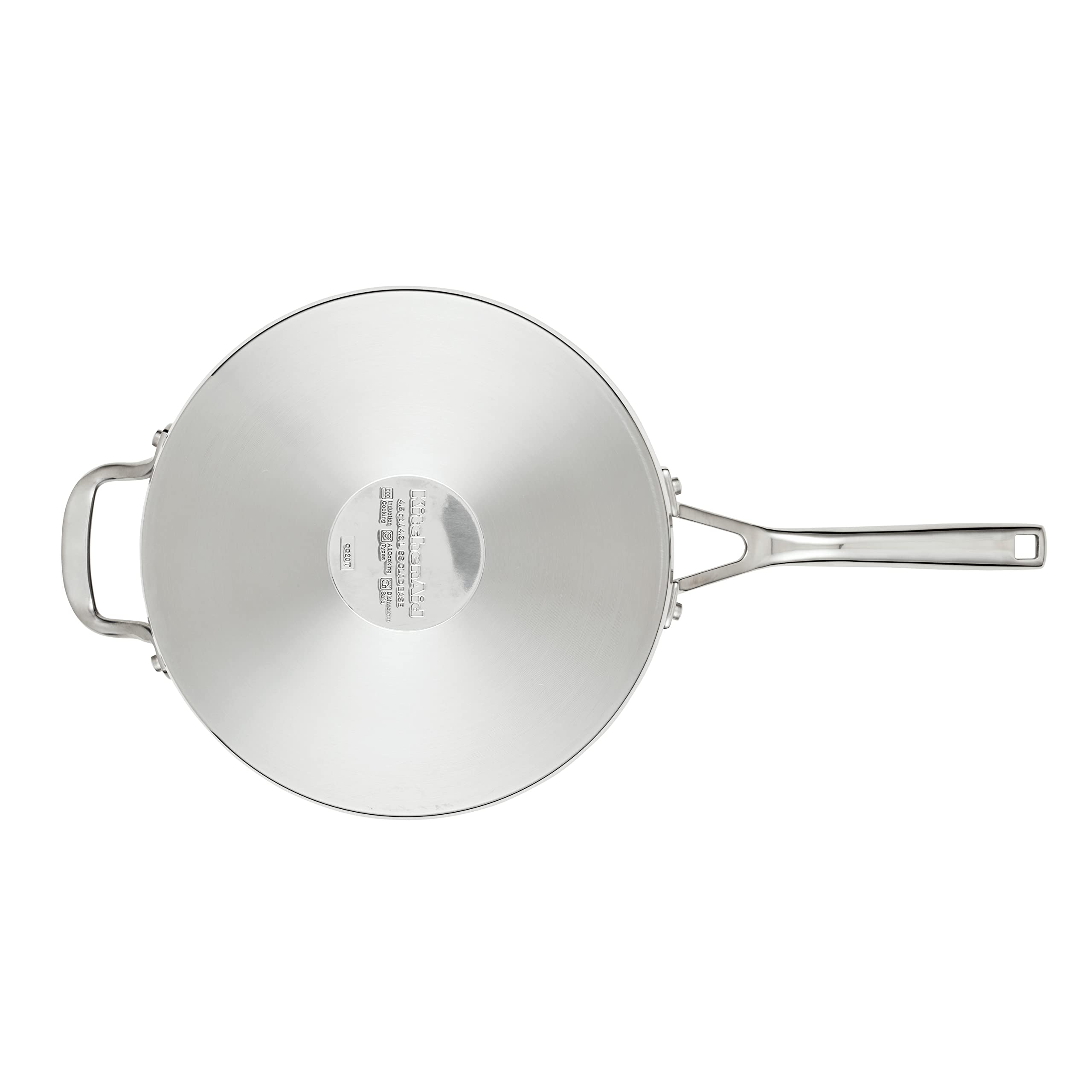 KitchenAid 3-Ply Base Brushed Stainless Steel Deep Saute Pan with Helper Handle and Lid, 4.5 Quart