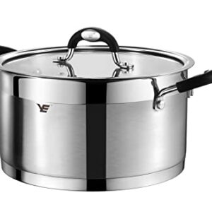 Mirror Polished Stainless Steel Stock Pot with Lid,Healthy Cookware Stockpots Stew Pot，Casserole Soup Pot Compatible with All Heat Sources,Dishwasher Safe (8.4Qt)