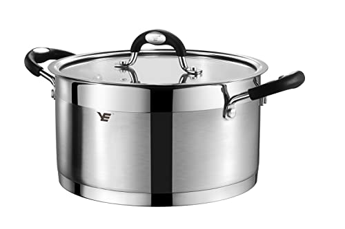 Mirror Polished Stainless Steel Stock Pot with Lid,Healthy Cookware Stockpots Stew Pot，Casserole Soup Pot Compatible with All Heat Sources,Dishwasher Safe (8.4Qt)