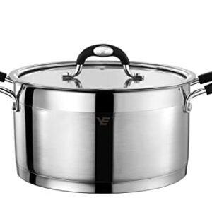 Mirror Polished Stainless Steel Stock Pot with Lid,Healthy Cookware Stockpots Stew Pot，Casserole Soup Pot Compatible with All Heat Sources,Dishwasher Safe (8.4Qt)