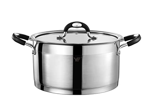 Mirror Polished Stainless Steel Stock Pot with Lid,Healthy Cookware Stockpots Stew Pot，Casserole Soup Pot Compatible with All Heat Sources,Dishwasher Safe (8.4Qt)