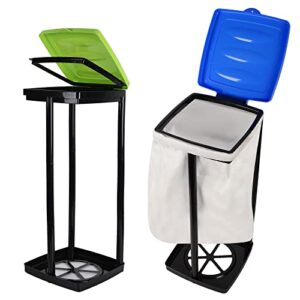 TonGass (Green & Blue Collapsible Trash Bag Holder Portable Indoor Outdoor Trashcan Suitable for 13-Gallon Trash Bags Perfect for Camping Waste Management Solution On The Go