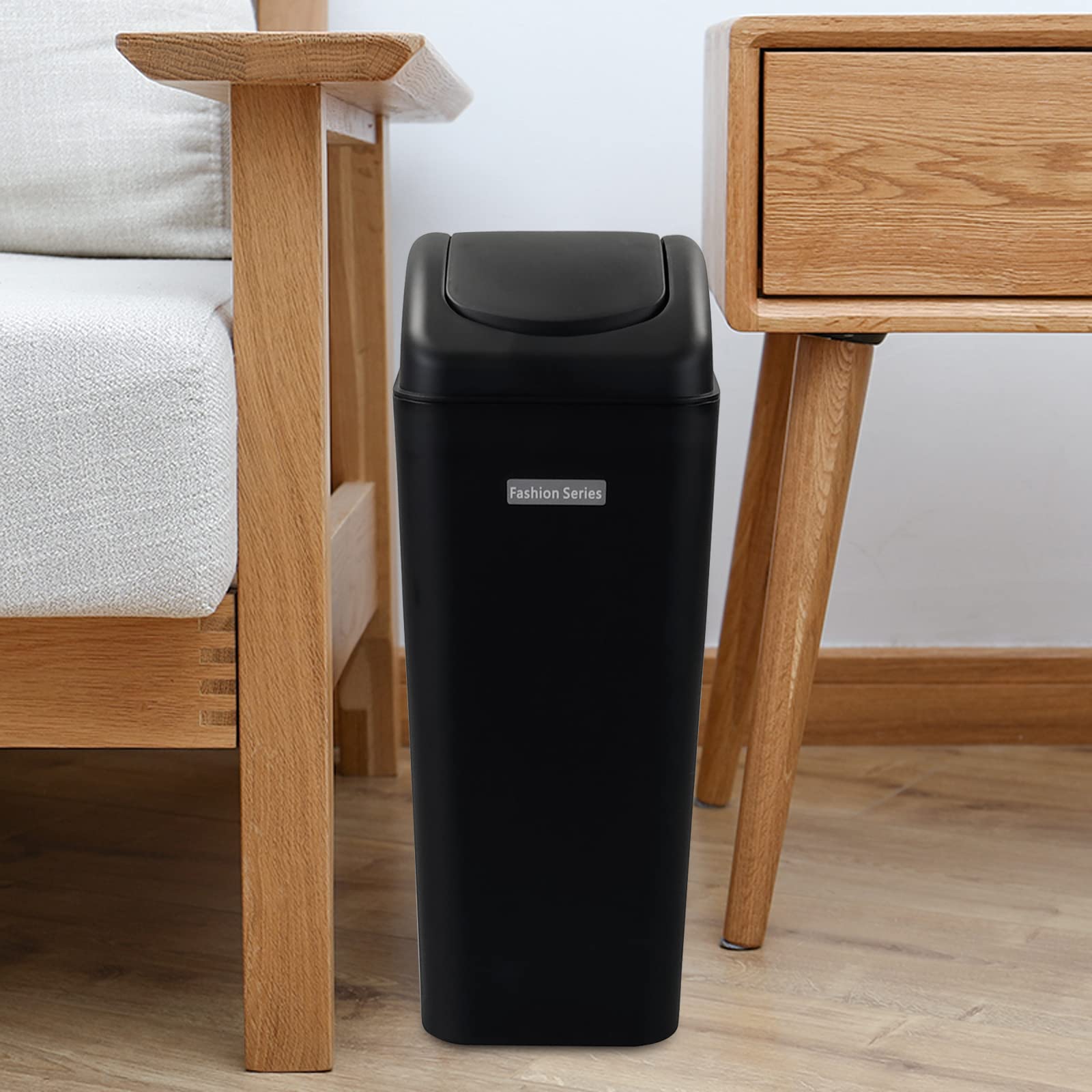 Buyitt 3.5-Gallons/13-Liter Wastebasket Trash Container, Small Slim Recycling Bin for Home/Bathroom/Bedroom/Office/Under Desk, Black