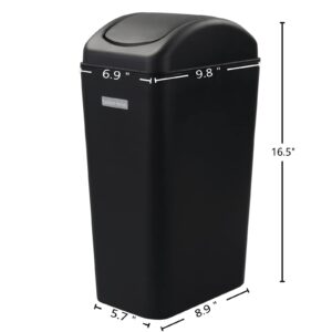 Buyitt 3.5-Gallons/13-Liter Wastebasket Trash Container, Small Slim Recycling Bin for Home/Bathroom/Bedroom/Office/Under Desk, Black