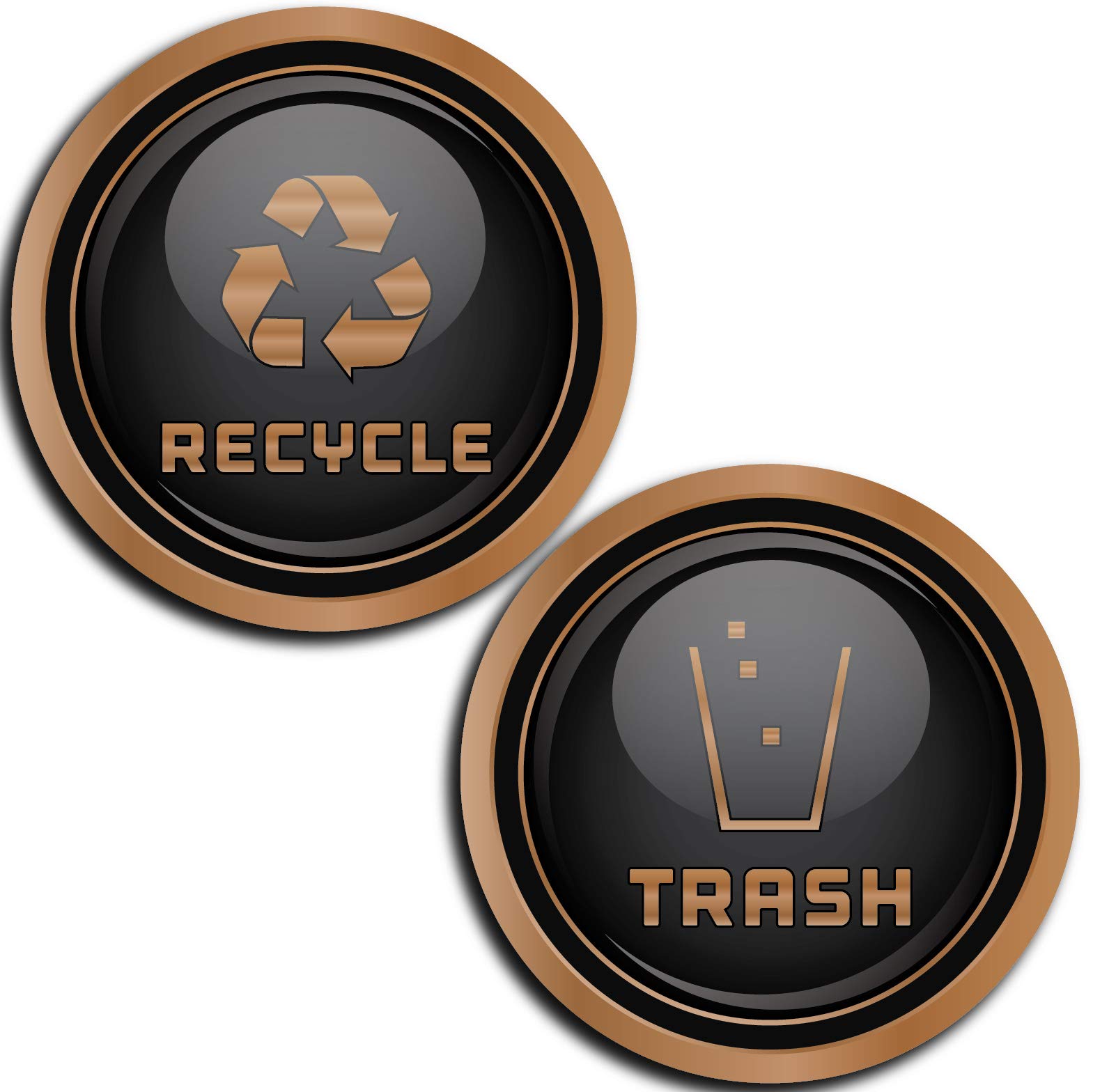 Recycle and Trash Logo magnetic sticker - Elegant Metal Look for Trash Cans, Containers - Flexible Rubber Material (Copper, XSmall)