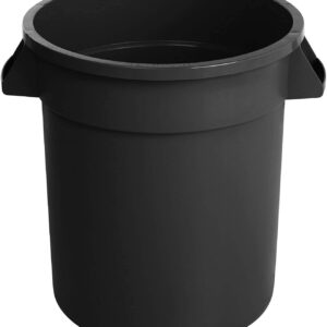 PRO&Family 41 Qt. 10 Gallon 38 Liters Black Round Commercial Trash Can and Lid. Kitchen Garbage Can Recycle Bin Trash Can Outdoor