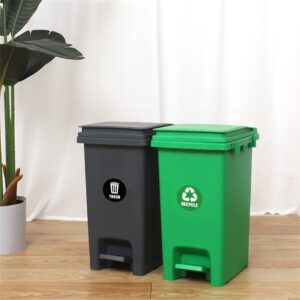 Vilehubju Recycle Sticker for Trash Can，6pcs Self Adhesive Trash Logo Sticker Waterproof PVC Trash Can Label for Trash Cans Garbage Containers Recycling Bins (Green, Black, 5 x 5 Inches Round)