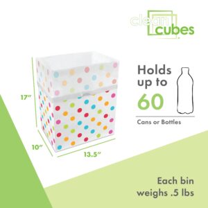 Clean Cubes 13 Gallon Disposable Trash Cans (3-Pack). Reusable Garbage and Recycling Bins for Parties, Events, and More (Polka Dot - 18" Tall x 14" Wide 10" Deep)