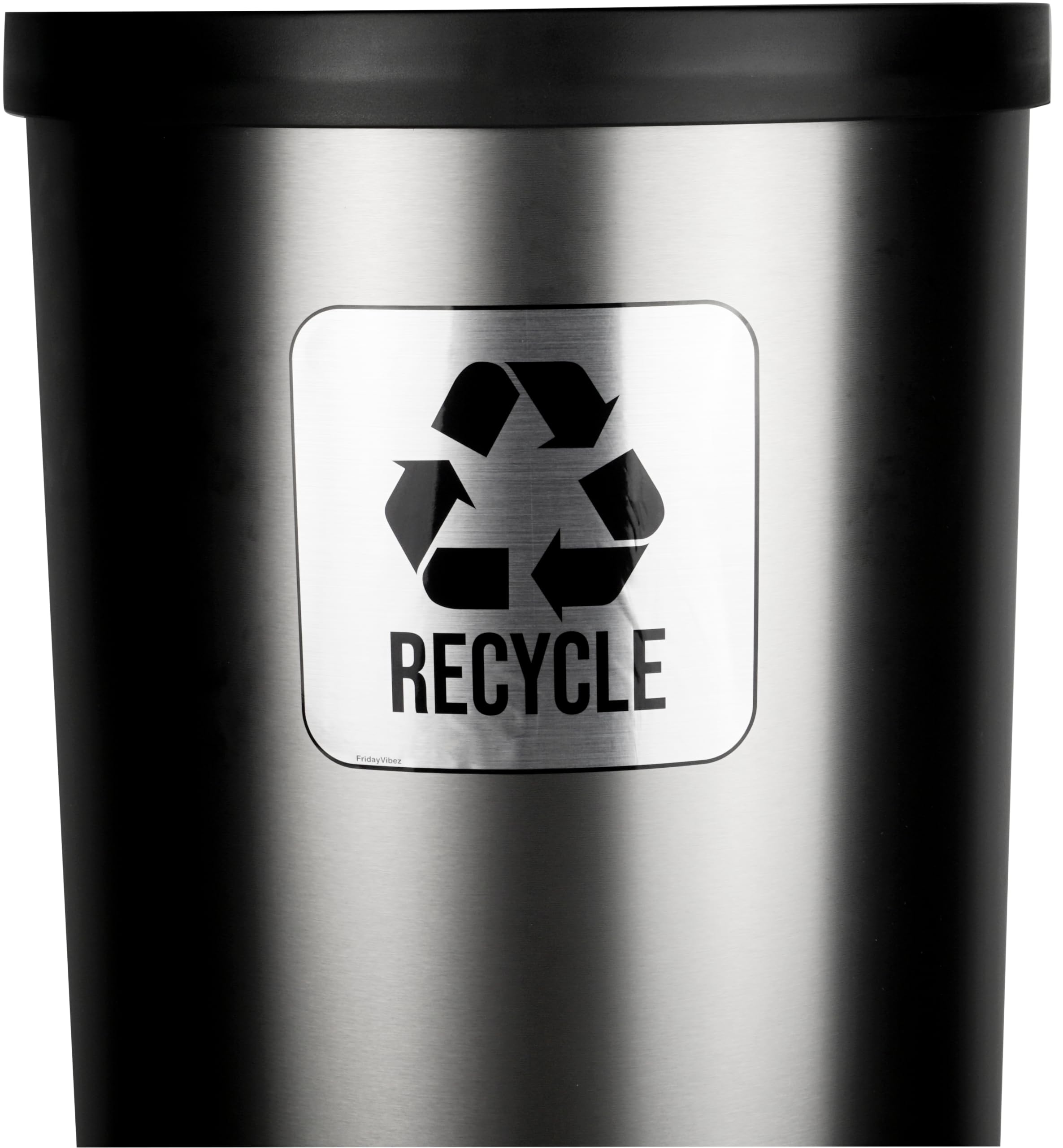 Recycle and Trash Stickers for Kitchen Trash Cans and Recycling Bins, Indoor Trash and Recycle Sticker Combo for Garbage Can Logo Symbol, 2 Decal Adhesives, 6.5 x 6.5 Inch Square Metallic Decals