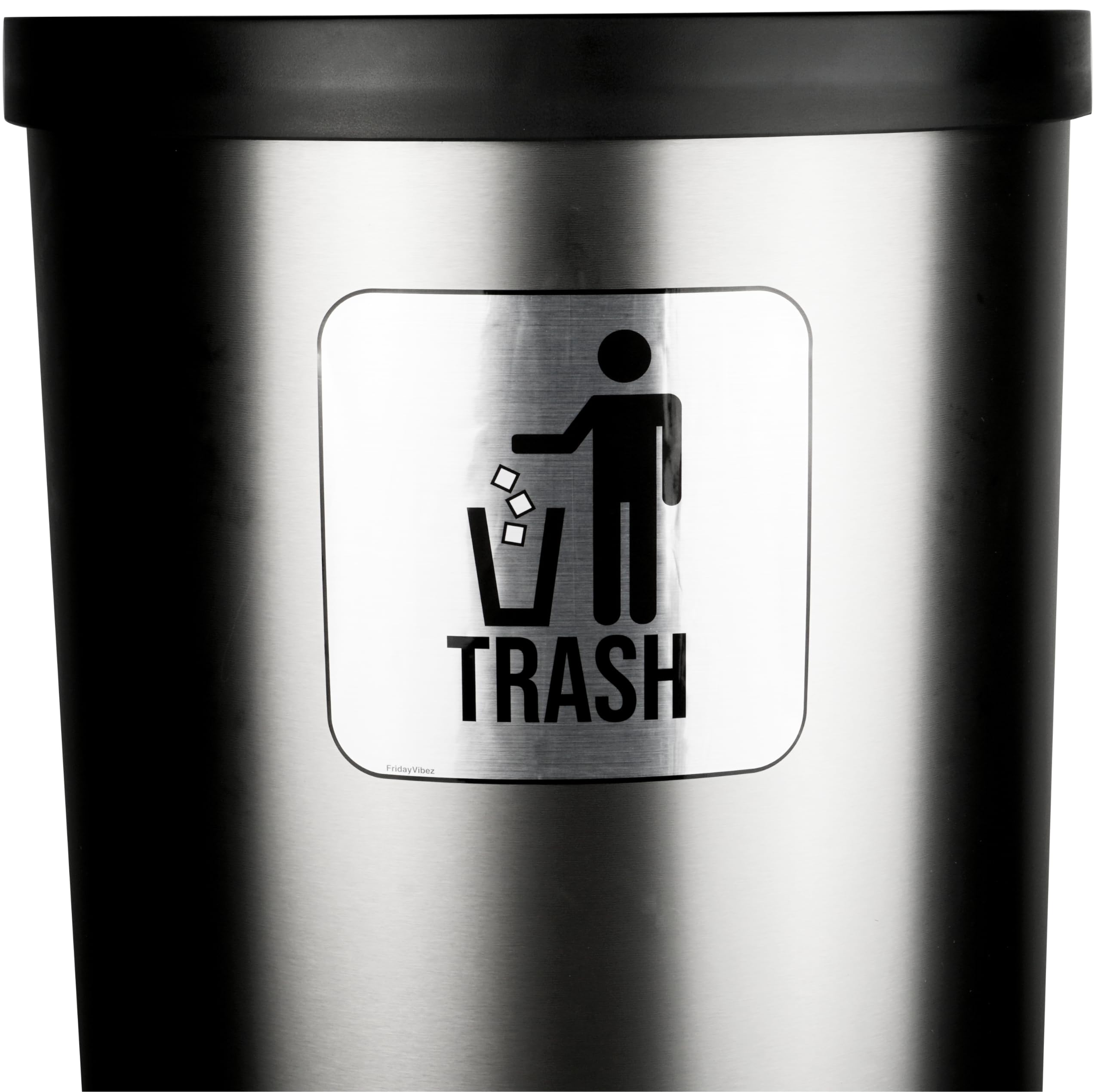 Recycle and Trash Stickers for Kitchen Trash Cans and Recycling Bins, Indoor Trash and Recycle Sticker Combo for Garbage Can Logo Symbol, 2 Decal Adhesives, 6.5 x 6.5 Inch Square Metallic Decals