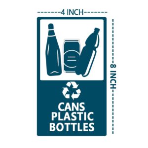 Self Adhesive Recycle Sign Decals for Trash,8x4 inch Cans and Bottle Only stickers,6 pcs per pack.