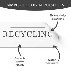 Trash and Recycling Stickers for Trash Can - Set of 6 - More Colors - Recycle and Trash Stickers - Recycling Labels - Recycle Decals for Garbage Cans - Recycle Sticker for Trash Can (White)