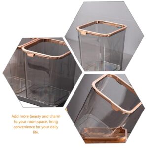 HOMSFOU Transparent Trash Can Plastic Trash Can Tabletop Trash Can Clear Trash Can Bathroom Adorable Waste Bin Trash Bin Retro Trash Can Belt Pressure Ring Accessories Office The Pet