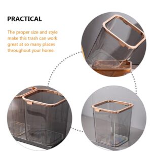 HOMSFOU Transparent Trash Can Plastic Trash Can Tabletop Trash Can Clear Trash Can Bathroom Adorable Waste Bin Trash Bin Retro Trash Can Belt Pressure Ring Accessories Office The Pet