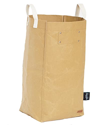 Deeablo New York Sustainable Reusable, Highly Versatile, Washable Paper Bag for Recycling, Multipurpose Recycling Basket, Recycling Bag, Laundry Basket (Brown)