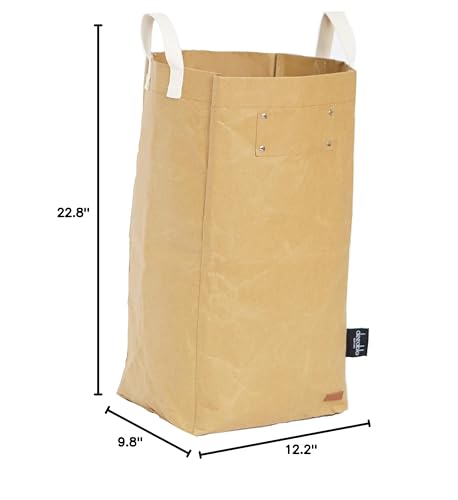 Deeablo New York Sustainable Reusable, Highly Versatile, Washable Paper Bag for Recycling, Multipurpose Recycling Basket, Recycling Bag, Laundry Basket (Brown)