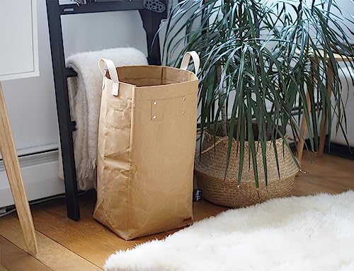 Deeablo New York Sustainable Reusable, Highly Versatile, Washable Paper Bag for Recycling, Multipurpose Recycling Basket, Recycling Bag, Laundry Basket (Brown)