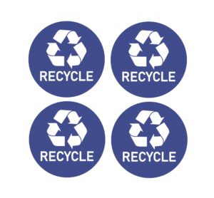 recycle & trash stickers (pack of 4) indoor & outdoor decals recycle & trash symbols sticker 4 * 4 inches (blue recycle)