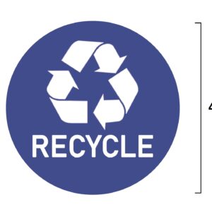 Recycle & Trash Stickers (Pack of 4) Indoor & Outdoor Decals Recycle & Trash Symbols Sticker 4 * 4 Inches (Blue Recycle)