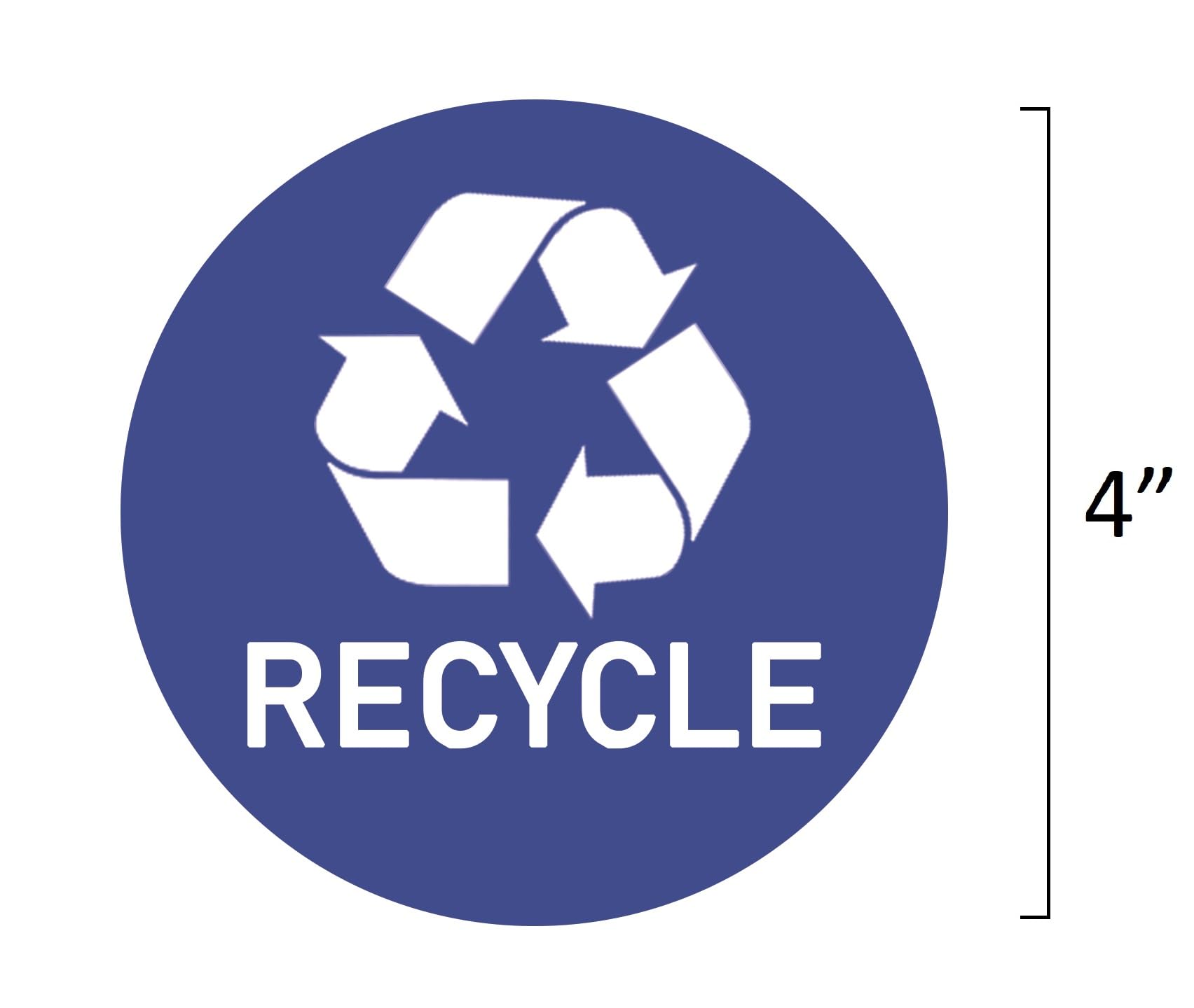 Recycle & Trash Stickers (Pack of 4) Indoor & Outdoor Decals Recycle & Trash Symbols Sticker 4 * 4 Inches (Blue Recycle)