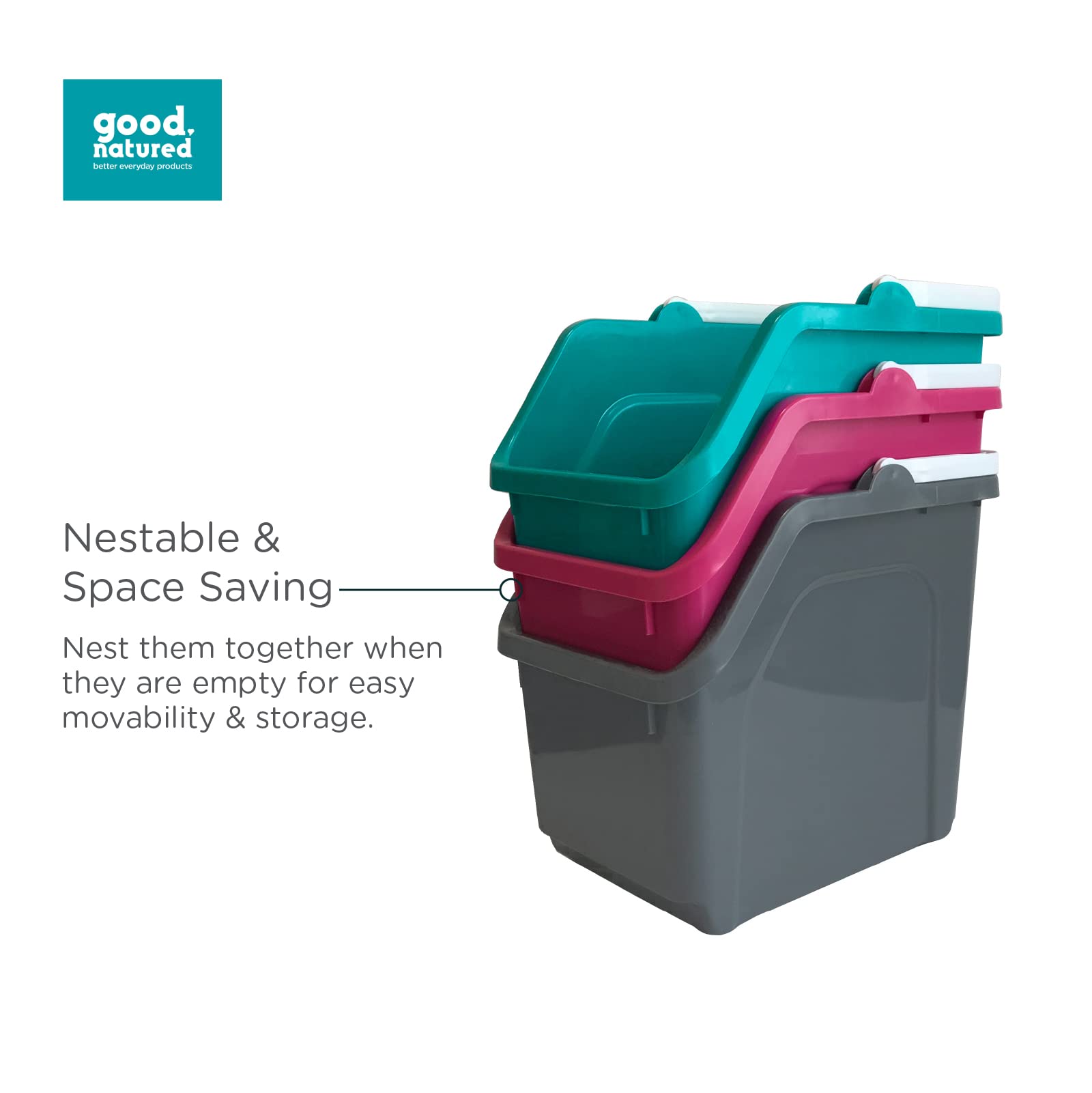 good natured Stackable Recycle Bin with Handle - 6 Gallon / 25 Liter - Kitchen, Home & Indoor Use - Compact & Small Recycling Bins 3 Pack