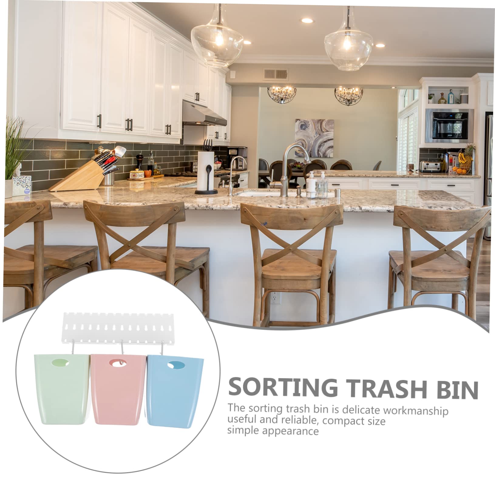 Zerodeko 3 Sets Sorting Trash Can Trash Container Hanging Trash Cans Kitchen Garbage Bin Recycling Bin Garbage Can Waste Paper Basket Desktop Office Plastic Classification Bucket