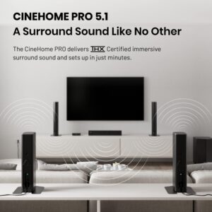 Enclave CineHome PRO - 5.1 Wireless Plug and Play Home Theater Surround Sound System - THX, Dolby, DTS WiSA Certified - includes 5 Active Wireless Speakers, 10-inch Subwoofer & CineHub Transmitter