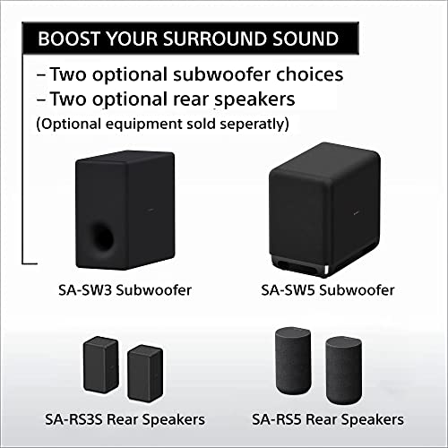 Sony HT-A5000 5.1.2ch Dolby Atmos Sound Bar Surround Sound Home Theater w/DTS:X & 360 Reality Audio, Works w/Alexa & Google Assistant + SA-SW3 Wireless Subwoofer + SA-RS3S Wireless Rear Speakers