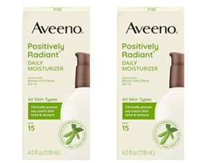 aveeno positively radiant daily moisturizer with spf 15, 2 x 120 ml (2 x 4 oz)