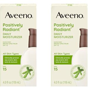 Aveeno Positively Radiant Daily Moisturizer with SPF 15, 2 x 120 ml (2 x 4 oz)