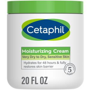 cetaphil face & body moisturizer, hydrating moisturizing cream for dry to very dry, sensitive skin, new 20 oz, fragrance free, non-comedogenic, non-greasy (packaging may vary)