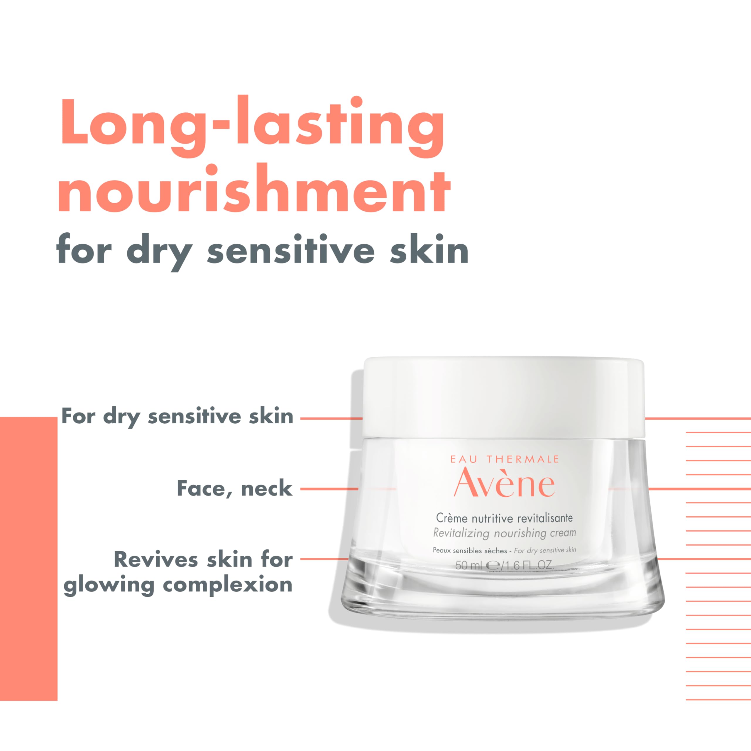 Eau Thermale Avène Revitalizing Nourishing Cream, Ultra Nourishing Face Moisturizer, Non-comedogenic 1.6 fl. oz.