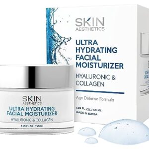 Skin Aesthetics Hyaluronic & Collagen Daily Face Moisturizer - Dermatologist Tested - Deeply Moisturizes, Anti-aging Hydrating Day Cream - Cruelty Free Korean Skin Care For All Skin Types - 1.69 oz