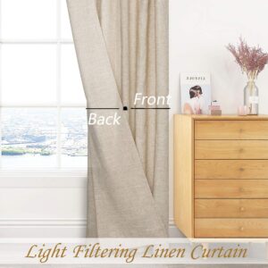 Central Park Linen Tie Top Curtain Semi Sheer Window Treatment Linen Cotton Blend Decorative for Living Room Drape 84 Inch Length Treatment for Bedroom Farmhouse Rustic Curtain, Linen, 1 Panel