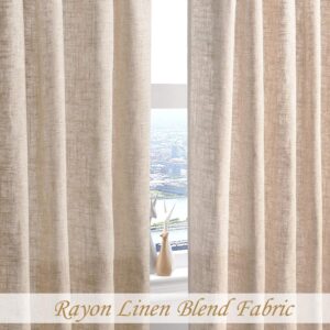 Central Park Linen Tie Top Curtain Semi Sheer Window Treatment Linen Cotton Blend Decorative for Living Room Drape 84 Inch Length Treatment for Bedroom Farmhouse Rustic Curtain, Linen, 1 Panel