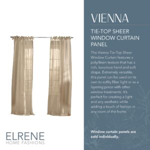 Elrene Home Fashions Vienna Sheer Tie-Top Window-Curtain Panel, 52 in x 84 in (1 Panel), Flax