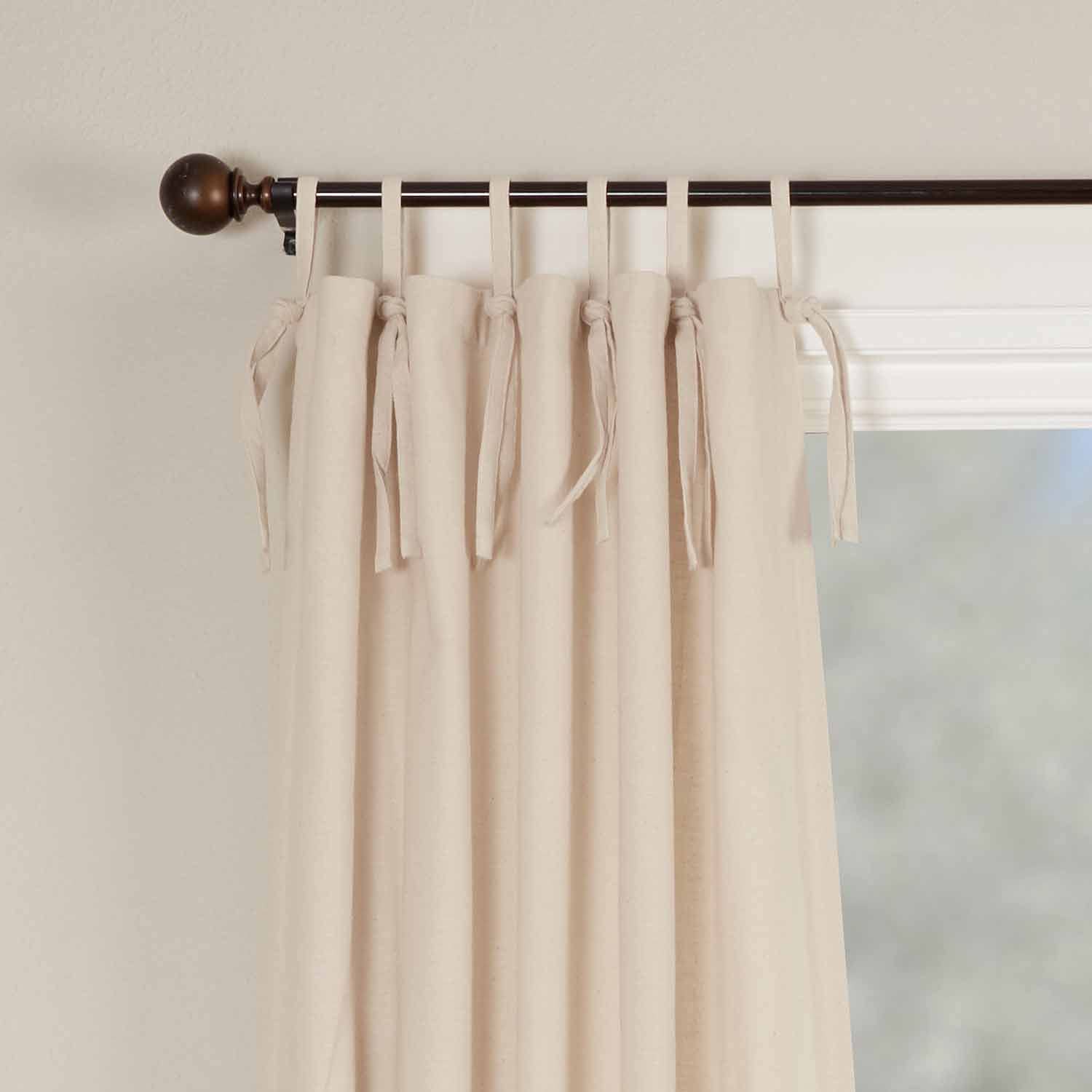 Piper Classics Market Place Natural Tie Top Panel Curtains, Set of 2, 84" Long, Beige Cream Tab Top Drapes, Farmhouse, Boho, Country, Vintage