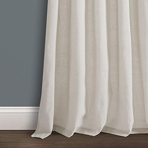 Lush Decor Burlap Knotted Tab-Top Window Curtain Panel Pair, 45"W x 84"L, Light Linen