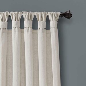 Lush Decor Burlap Knotted Tab-Top Window Curtain Panel Pair, 45"W x 84"L, Light Linen