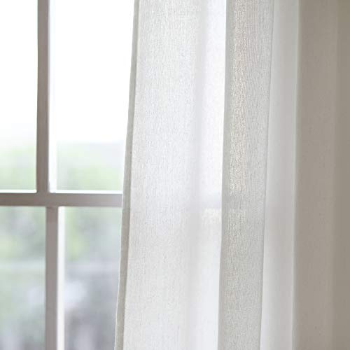 Lush Decor Burlap Knotted Tab-Top Window Curtain Panel Pair, 45"W x 84"L, Light Linen