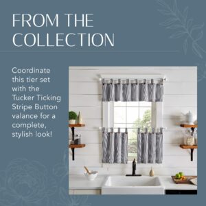 Elrene Home Fashions Tucker Ticking Stripe Tier Window Curtains for Kitchen or Bathroom, 30" x 24", Set of 2, Gray