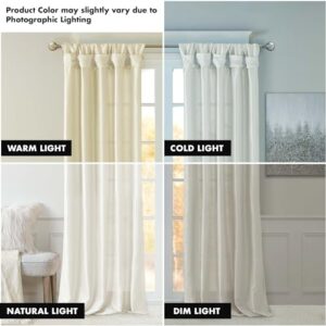 Madison Park Emilia Faux Silk Single Curtain with Privacy Lining, DIY Twist Tab Top, Window Drape for Living Room, Bedroom and Dorm, 95"L x 50"W, White