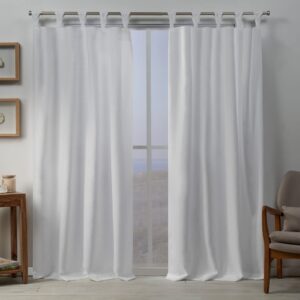 exclusive home curtains eh8333-01 2-96l loha linen braided tab top curtain panel pair, 54x96, winter white