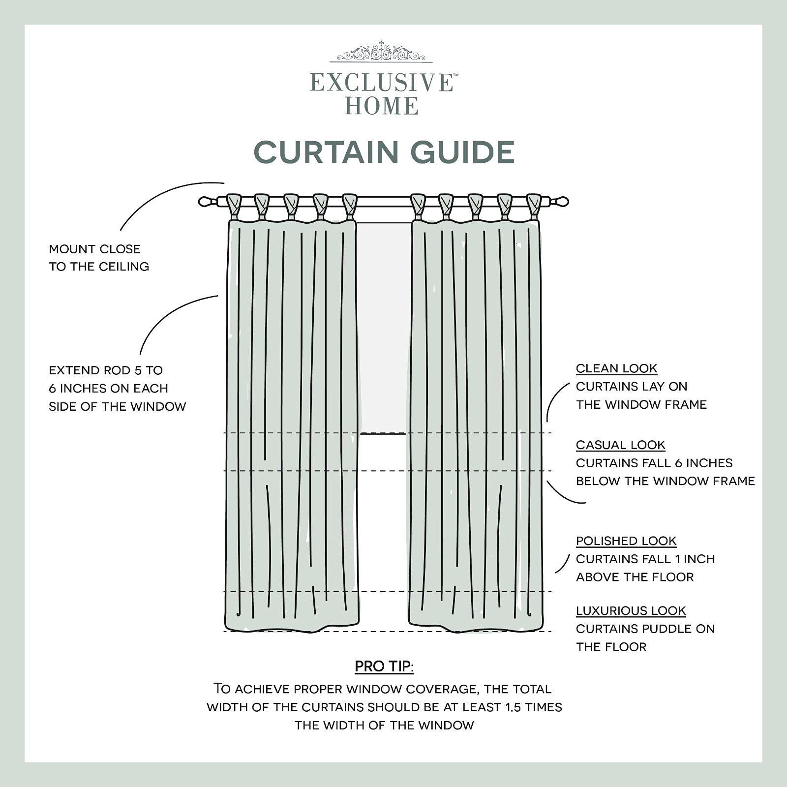 Exclusive Home Curtains EH8333-01 2-96L Loha Linen Braided Tab Top Curtain Panel Pair, 54x96, Winter White