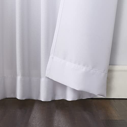 No. 918 Trevor Heathered Texture Semi-Sheer Tab Top Curtain Single Panel, 40" x 84", White