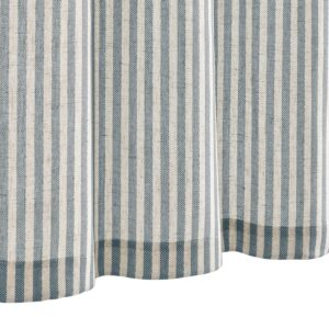 jinchan Kitchen Curtains Linen Striped Tier Curtains 24 Inch Length Ticking Stripe Cafe Curtains Pinstripe Farmhouse Small Window Curtains Tab Top for Living Room Bathroom RV 2 Panels Blue on Beige