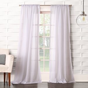 no. 918 tayla crushed texture semi-sheer rod pocket curtain panel, 50" x 95", white