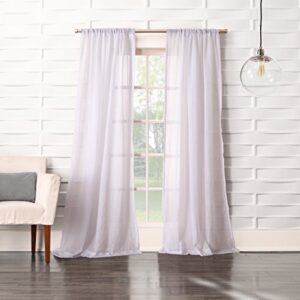 No. 918 Tayla Crushed Texture Semi-Sheer Rod Pocket Curtain Panel, 50" x 95", White